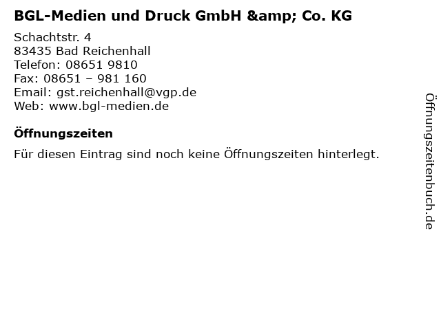 BGL-Medien und Druck GmbH & Co. KG in Bad Reichenhall: Adresse und Öffnungszeiten