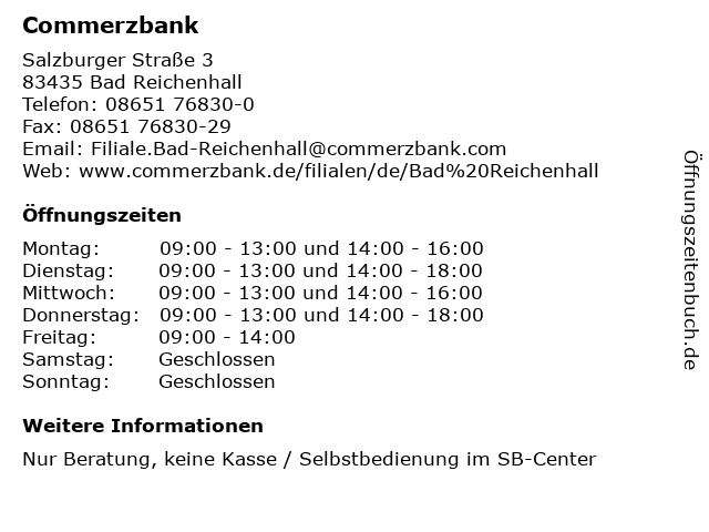 Commerzbank in Bad Reichenhall: Adresse und Öffnungszeiten