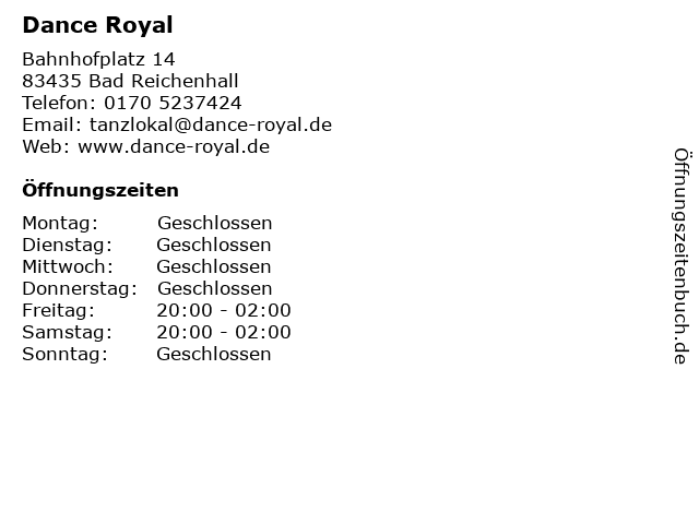 Dance Royal in Bad Reichenhall: Adresse und Öffnungszeiten