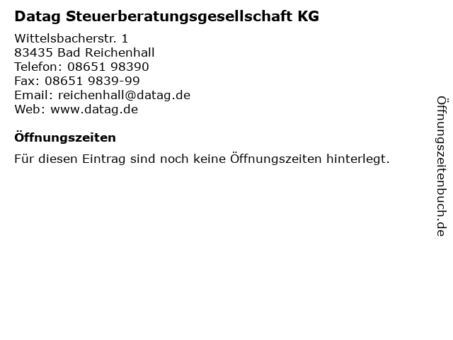 Datag Steuerberatungsgesellschaft KG in Bad Reichenhall: Adresse und Öffnungszeiten