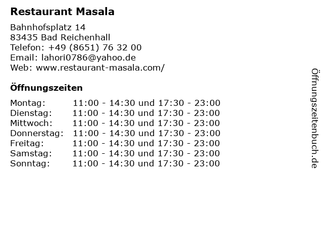 Restaurant Masala in Bad Reichenhall: Adresse und Öffnungszeiten