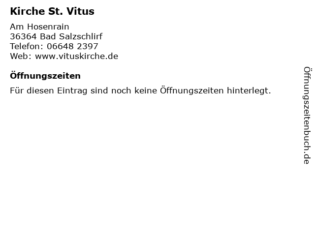 St. Vitus in Bad Salzschlirf: Adresse und Öffnungszeiten