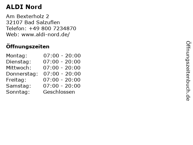 ALDI Nord in Bad Salzuflen: Adresse und Öffnungszeiten