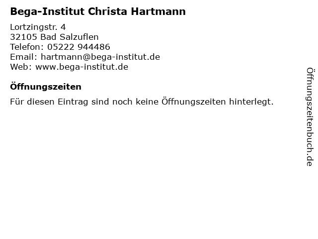 Bega-Institut Christa Hartmann in Bad Salzuflen: Adresse und Öffnungszeiten