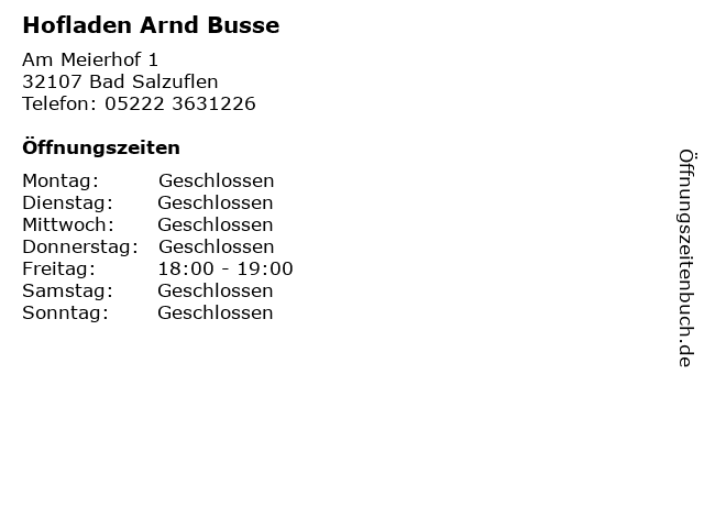 Hofladen Arnd Busse in Bad Salzuflen: Adresse und Öffnungszeiten