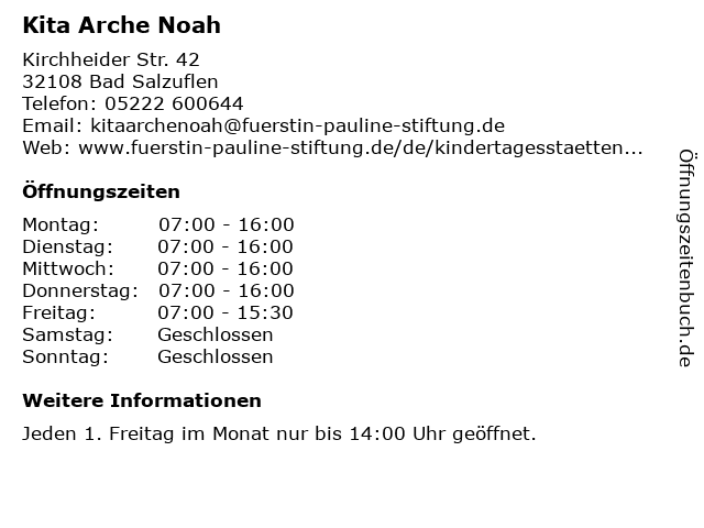 Kita Arche Noah in Bad Salzuflen: Adresse und Öffnungszeiten