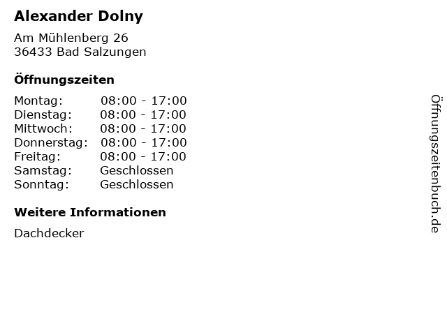 Alexander Dolny in Bad Salzungen: Adresse und Öffnungszeiten