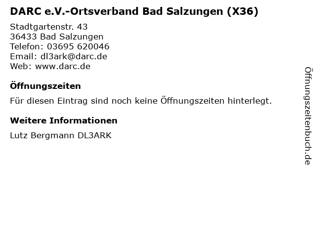 DARC e.V.-Ortsverband Bad Salzungen (X36) in Bad Salzungen: Adresse und Öffnungszeiten