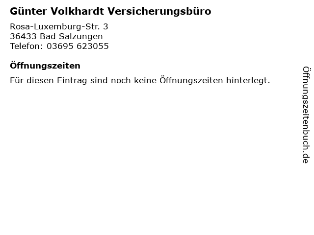 Günter Volkhardt Versicherungsbüro in Bad Salzungen: Adresse und Öffnungszeiten