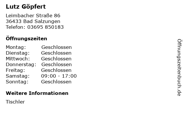 Lutz Göpfert in Bad Salzungen: Adresse und Öffnungszeiten