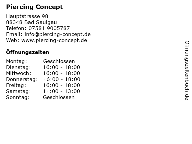 Piercing Concept in Bad Saulgau: Adresse und Öffnungszeiten