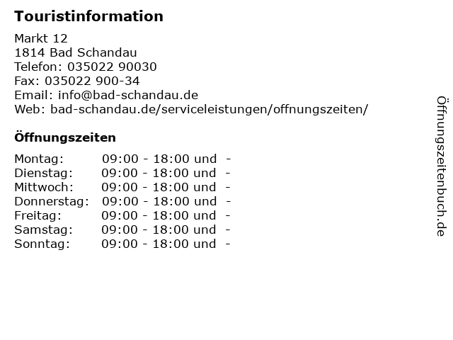 ᐅ Offnungszeiten Tourist Service Haus Des Gastes Markt 12 In