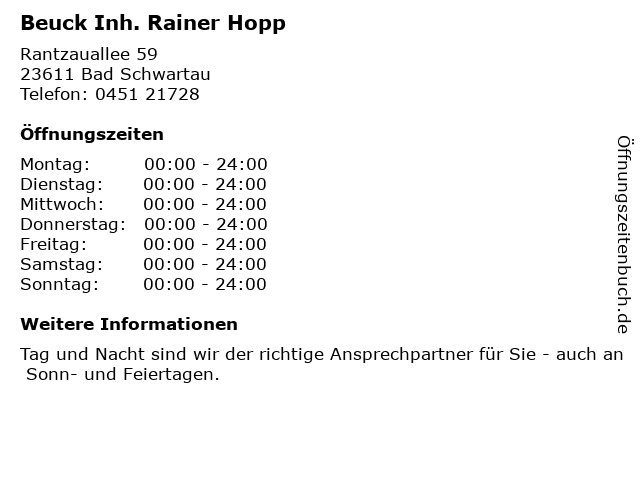 Beuck Inh. Rainer Hopp in Bad Schwartau: Adresse und Öffnungszeiten