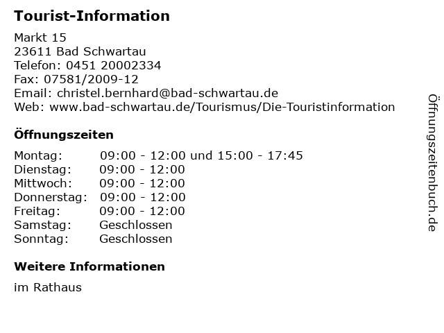 Tourist-Information in Bad Schwartau: Adresse und Öffnungszeiten