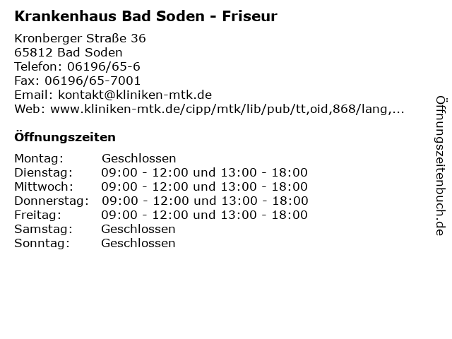 Krankenhaus Bad Soden - Friseur in Bad Soden: Adresse und Öffnungszeiten