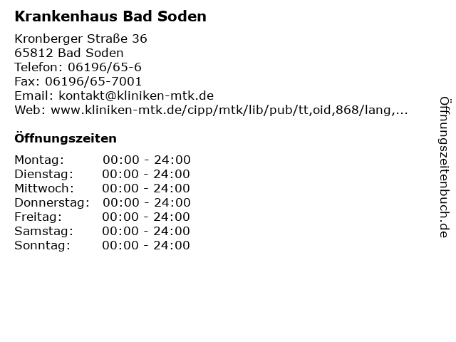Krankenhaus Bad Soden in Bad Soden: Adresse und Öffnungszeiten