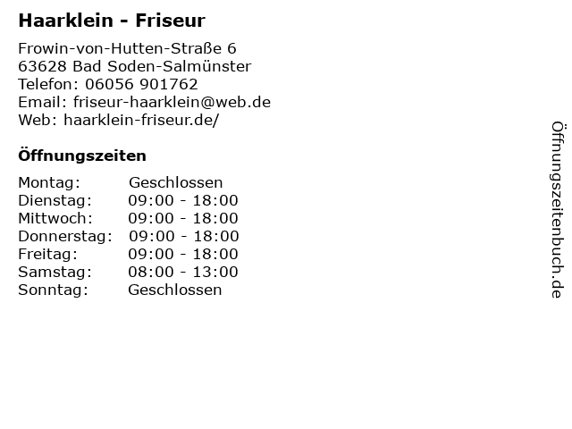 Haarklein - Friseur in Bad Soden-Salmünster: Adresse und Öffnungszeiten