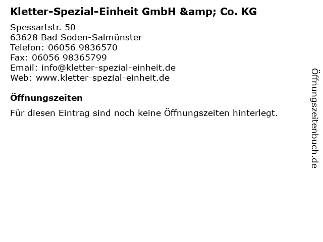 Kletter-Spezial-Einheit GmbH & Co. KG in Bad Soden-Salmünster: Adresse und Öffnungszeiten