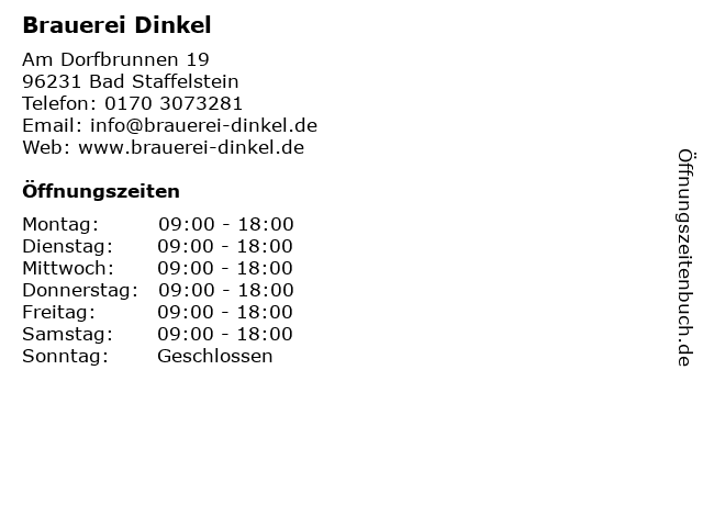 Brauerei Dinkel in Bad Staffelstein: Adresse und Öffnungszeiten