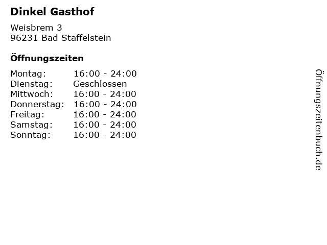 Dinkel Gasthof in Bad Staffelstein: Adresse und Öffnungszeiten