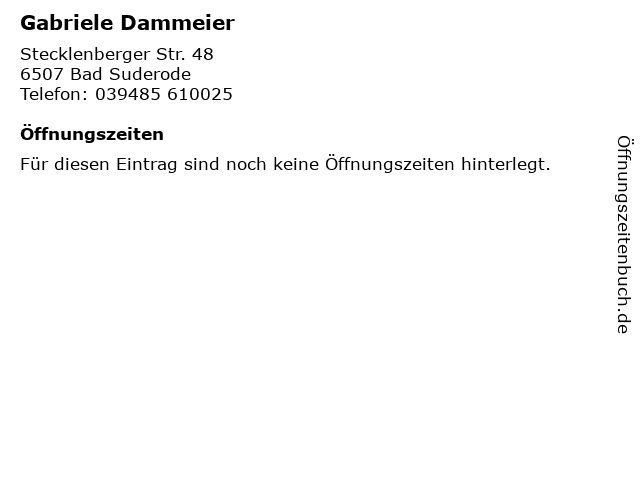 Gabriele Dammeier in Bad Suderode: Adresse und Öffnungszeiten