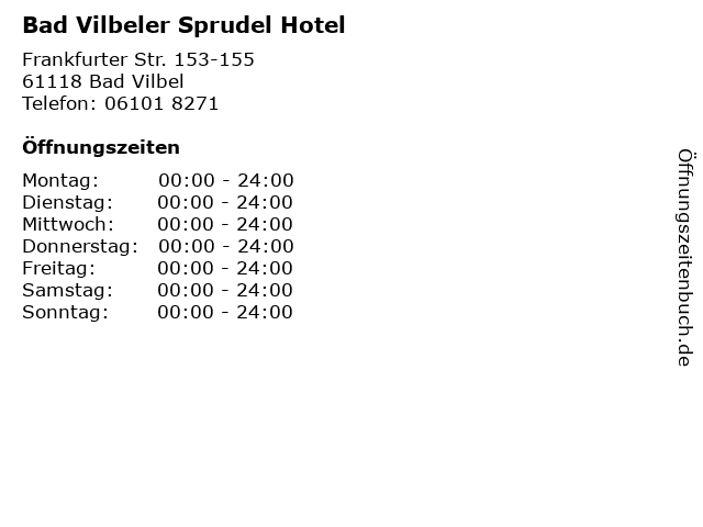 Bad Vilbeler Sprudel Hotel in Bad Vilbel: Adresse und Öffnungszeiten