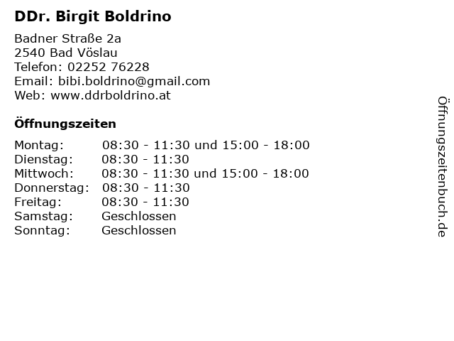 DDr. Birgit Boldrino in Bad Vöslau: Adresse und Öffnungszeiten