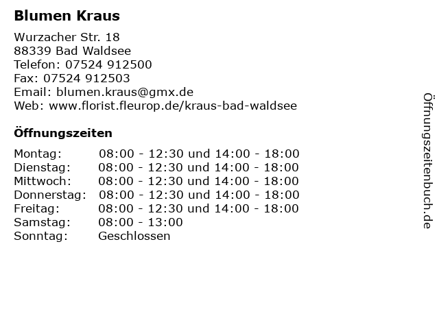 Blumen Kraus in Bad Waldsee: Adresse und Öffnungszeiten