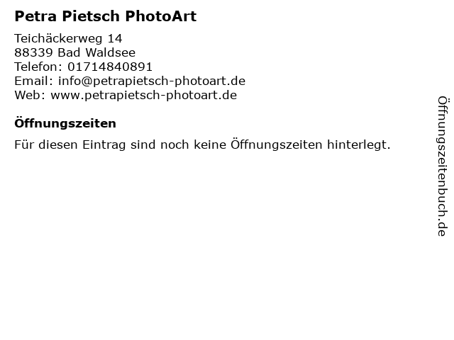 Petra Pietsch PhotoArt in Bad Waldsee: Adresse und Öffnungszeiten
