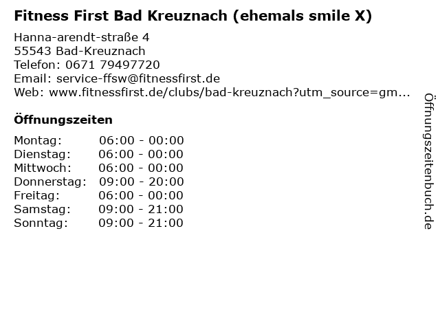 smile X Fitnessstudio Bad Kreuznach in Bad-Kreuznach: Adresse und Öffnungszeiten