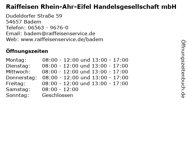 Raiffeisen Rhein-Ahr-Eifel Handelsgesellschaft mbH in Badem: Adresse und Öffnungszeiten