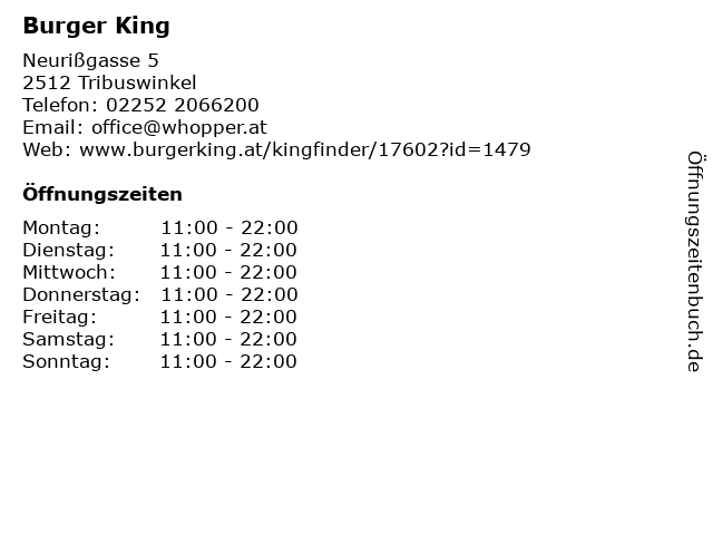 Burger King in Baden: Adresse und Öffnungszeiten