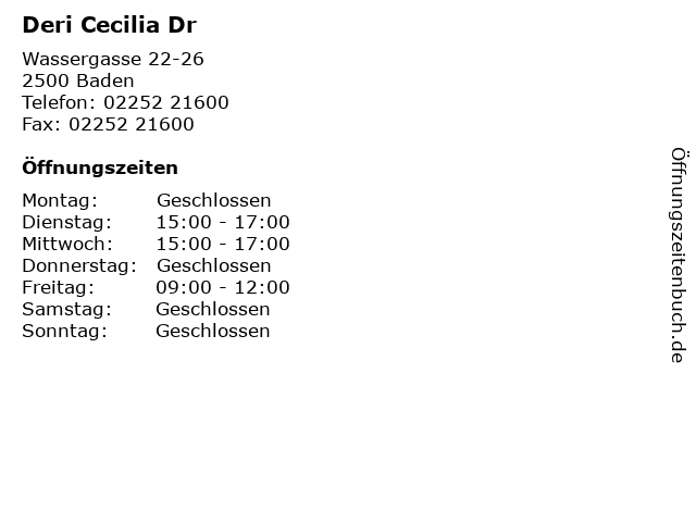 Deri Cecilia Dr in Baden: Adresse und Öffnungszeiten