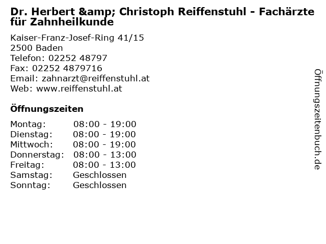Dr. Herbert Reiffenstuhl in Baden: Adresse und Öffnungszeiten