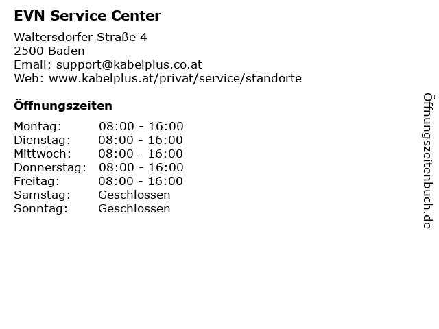 EVN Service Center in Baden: Adresse und Öffnungszeiten