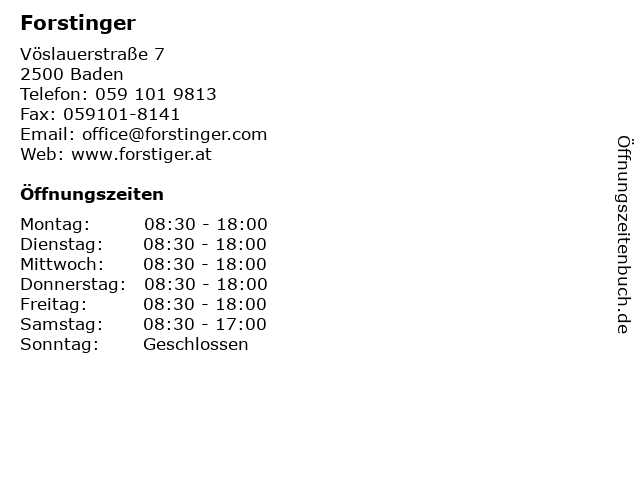 Forstinger in Baden: Adresse und Öffnungszeiten