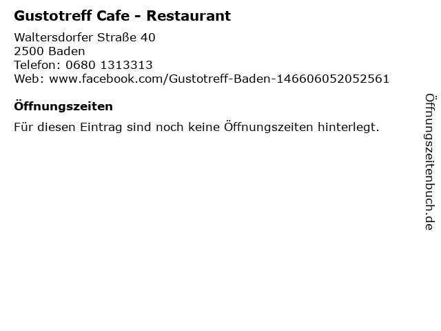 Gustotreff Cafe - Restaurant in Baden: Adresse und Öffnungszeiten