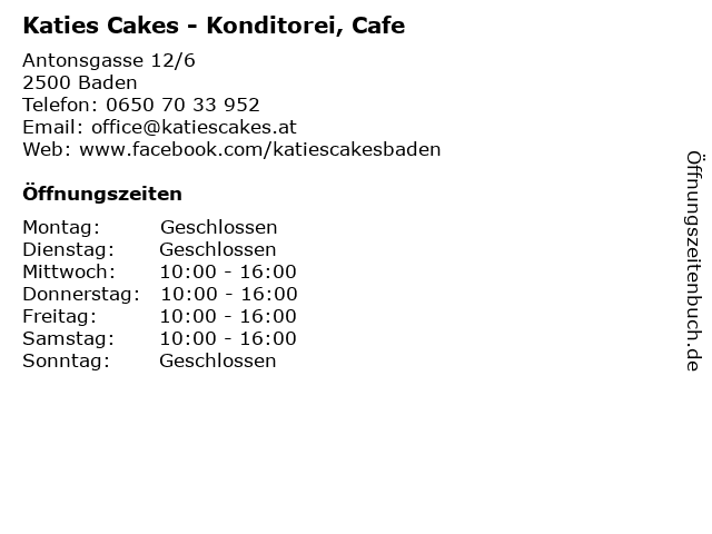 Katies Cakes - Konditorei, Cafe in Baden: Adresse und Öffnungszeiten