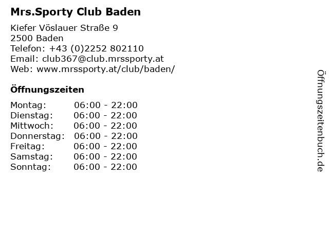 Mrs.Sporty Club Baden in Baden: Adresse und Öffnungszeiten