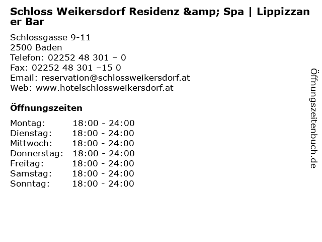 Schloss Weikersdorf Residenz & Spa | Lippizzaner Bar in Baden: Adresse und Öffnungszeiten