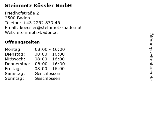 Steinmetz Kössler GmbH in Baden: Adresse und Öffnungszeiten