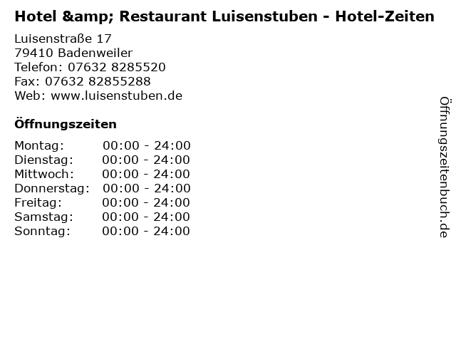 Hotel & Restaurant Luisenstuben - Hotel-Zeiten in Badenweiler: Adresse und Öffnungszeiten