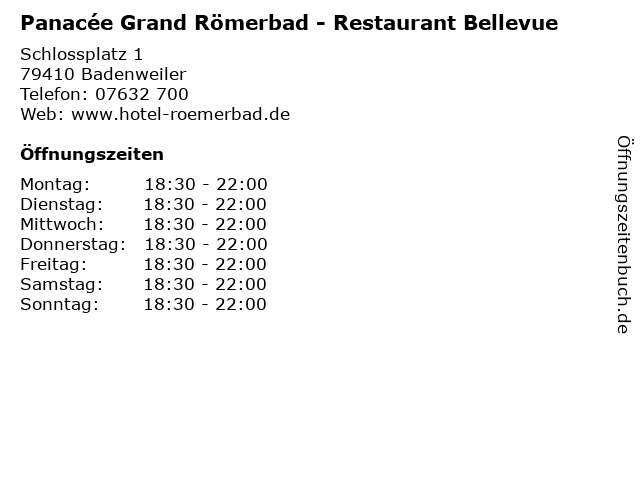 Panacée Grand Römerbad - Restaurant Bellevue in Badenweiler: Adresse und Öffnungszeiten