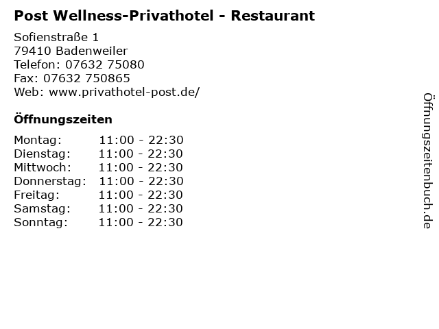 Post Wellness-Privathotel - Restaurant in Badenweiler: Adresse und Öffnungszeiten