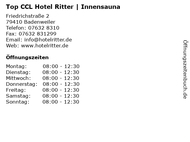 Top CCL Hotel Ritter | Innensauna in Badenweiler: Adresse und Öffnungszeiten