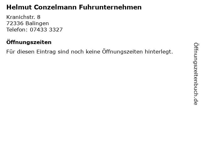 Helmut Conzelmann Fuhrunternehmen in Balingen: Adresse und Öffnungszeiten