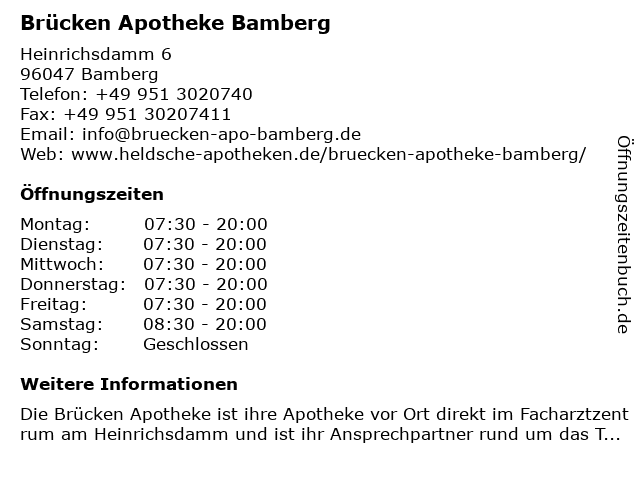 Brücken Apotheke Bamberg in Bamberg: Adresse und Öffnungszeiten