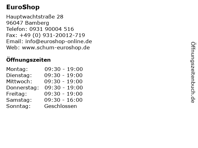 EuroShop in Bamberg: Adresse und Öffnungszeiten