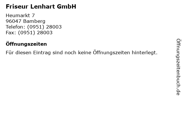 Friseur Lenhart GmbH in Bamberg: Adresse und Öffnungszeiten