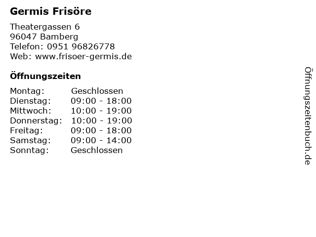 Germis Frisöre in Bamberg: Adresse und Öffnungszeiten